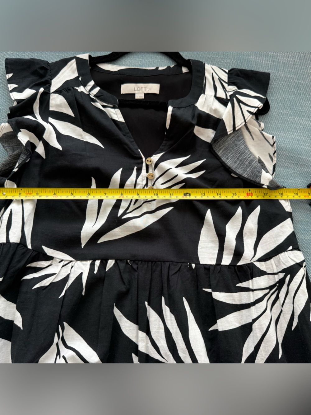 LOFT Palm Ruffle Button Dress - Picture 6 of 8